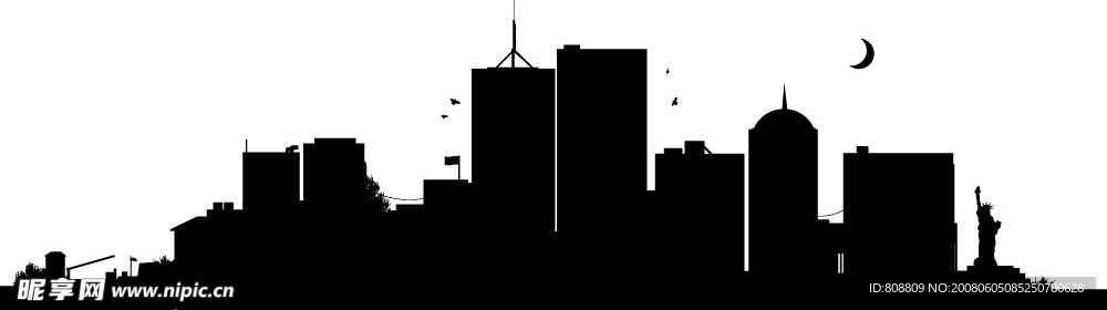 美国城市纽约剪影矢量素材