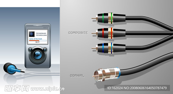 音乐播放器与音响线