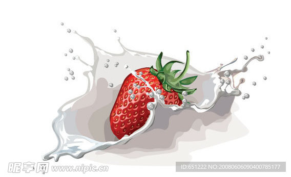 草莓与牛奶失量图