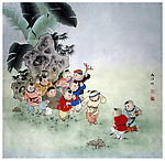 蕉下婴戏图