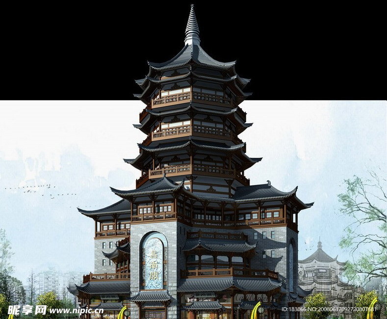 仿古阁楼3d模型
