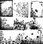 植物剪影花纹
