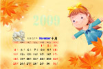 2009快乐儿童台历模板（十月）