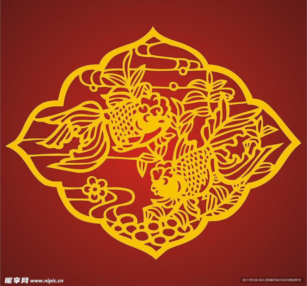 中国古典金鱼戏水图
