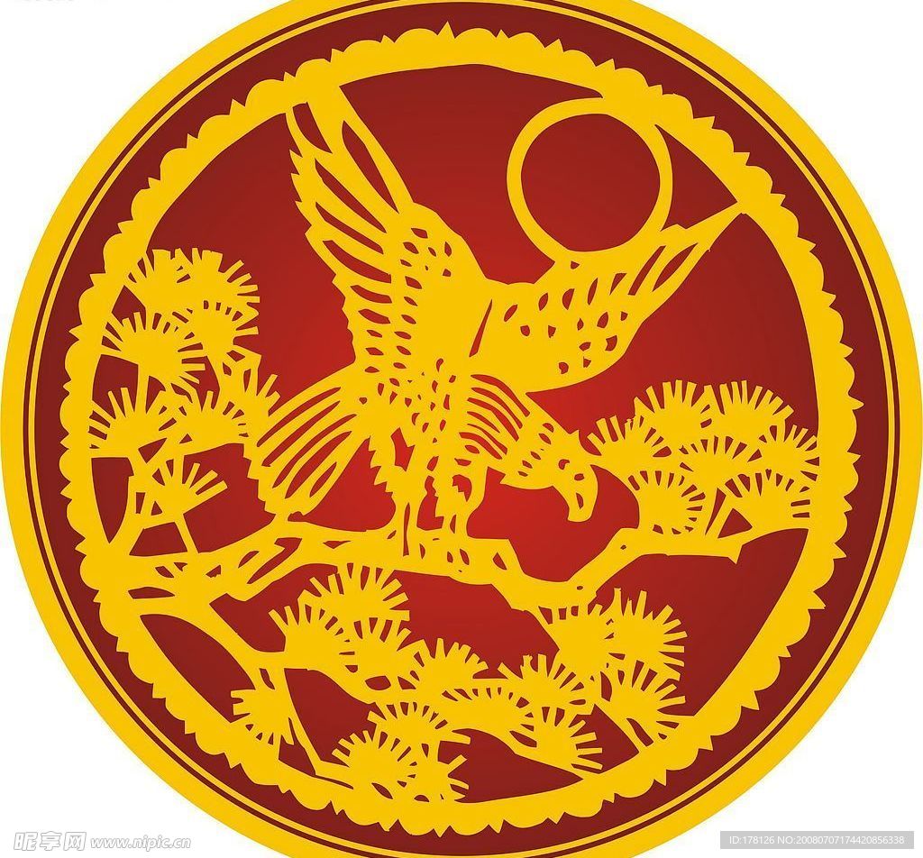 中国古典太阳老鹰图