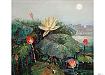 李国麟油画 月色荷塘