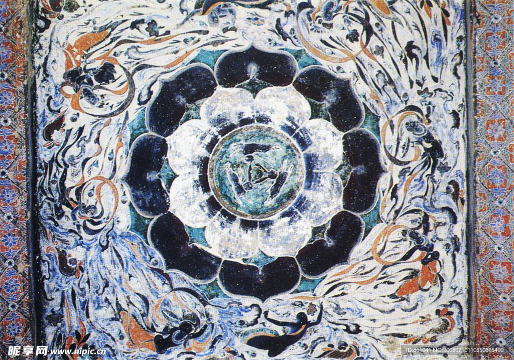 敦煌407窟 莲花三兔藻井