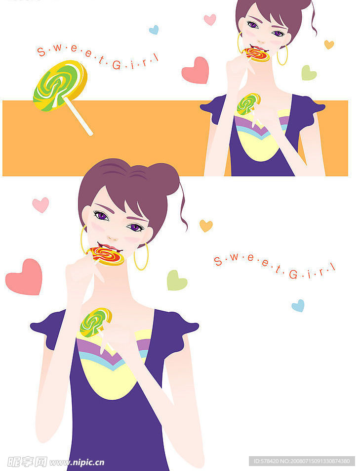 可爱的棒棒糖女孩