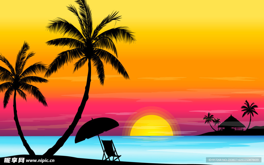 海滩与夕阳
