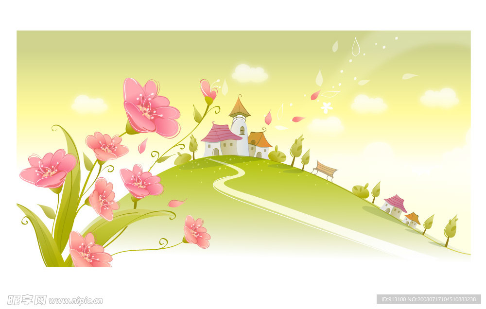 春夏风景矢量图