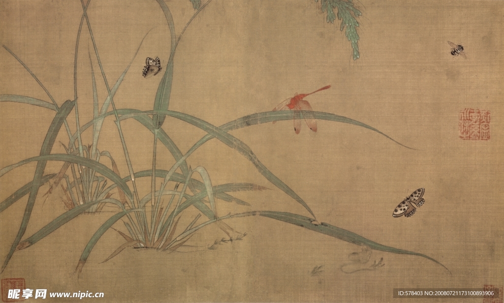 吴炳嘉禾草虫图