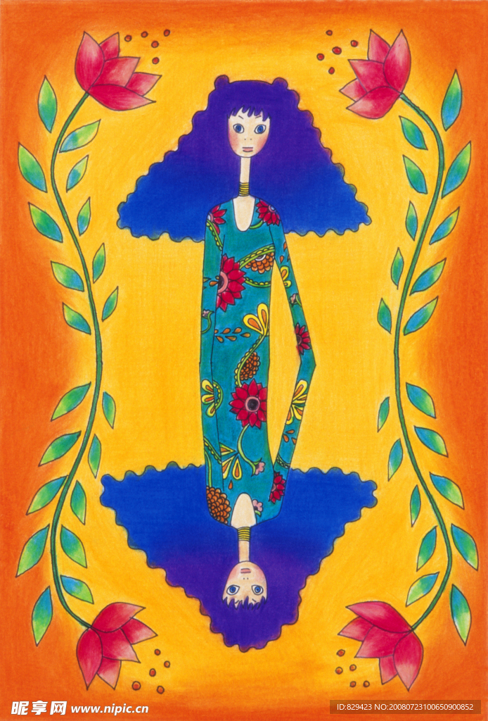 卷发女孩版画