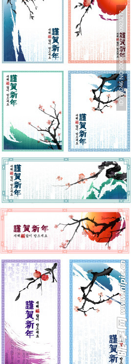 古典风格水墨画矢量素材1