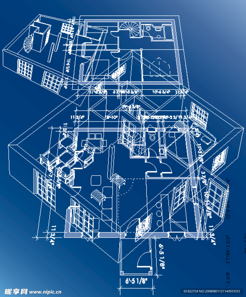 房屋空间感矢量图
