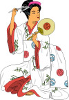 梳妆的日本妇女