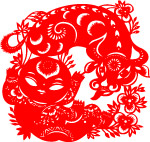 牛与福娃剪纸