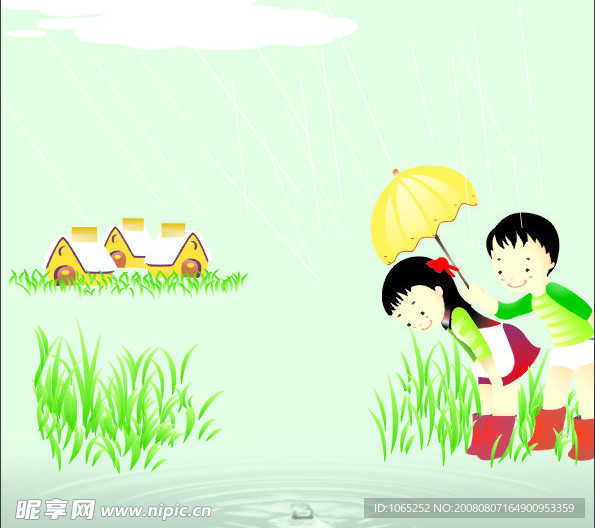 雨中儿童