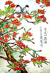 樱花双鸟图