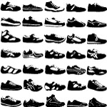 各种运动鞋黑白矢量
