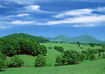 蓝天  山  树  草地