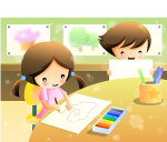 画画的小女孩