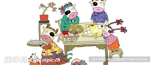 手绘卡通牛