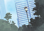 日本高質動漫風景插畫日間的街道燈