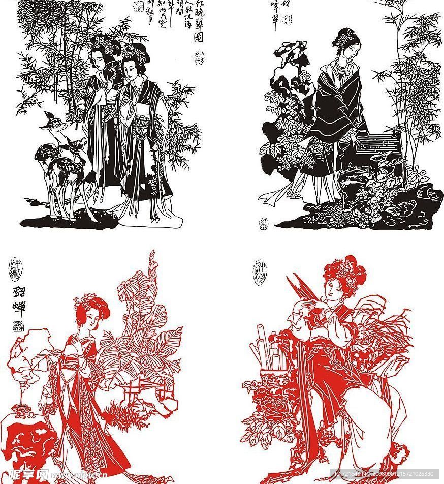 仕女图线稿