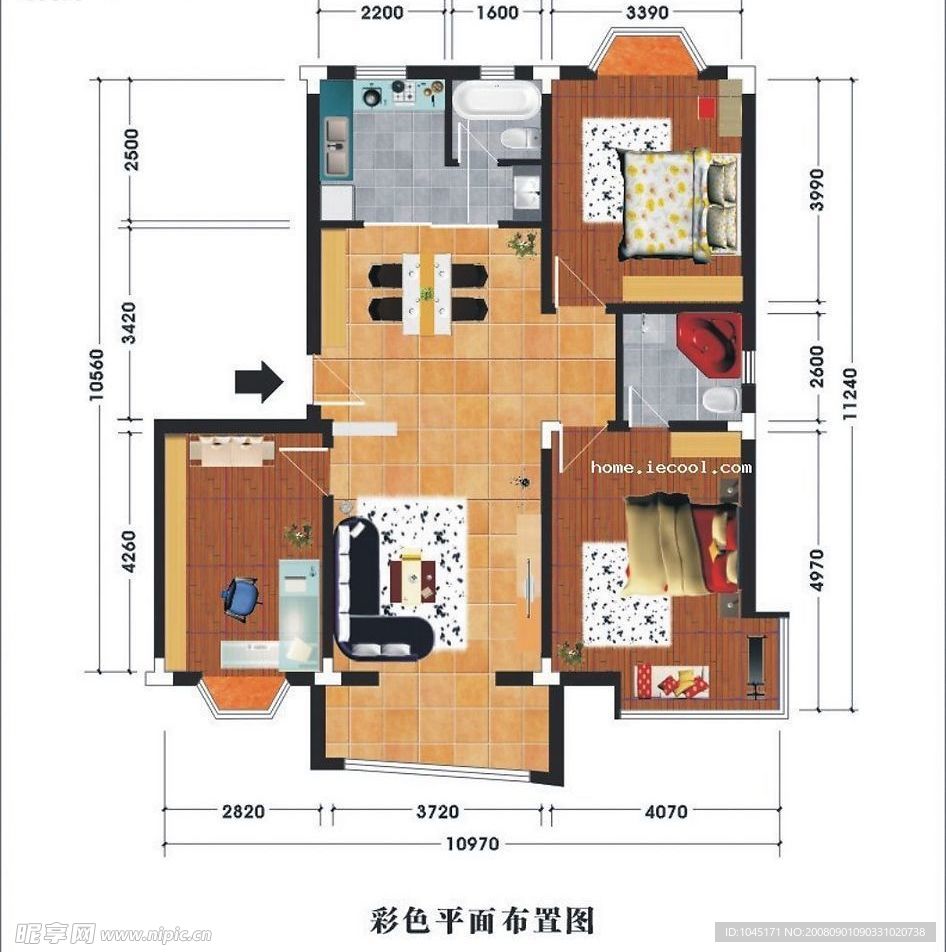 户型彩色平面图