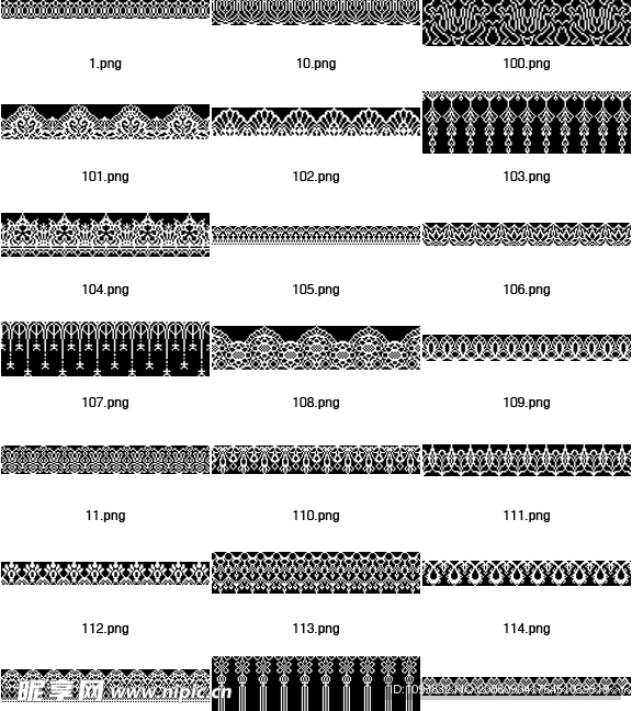 超棒的百款象素蕾丝花边图案(png)