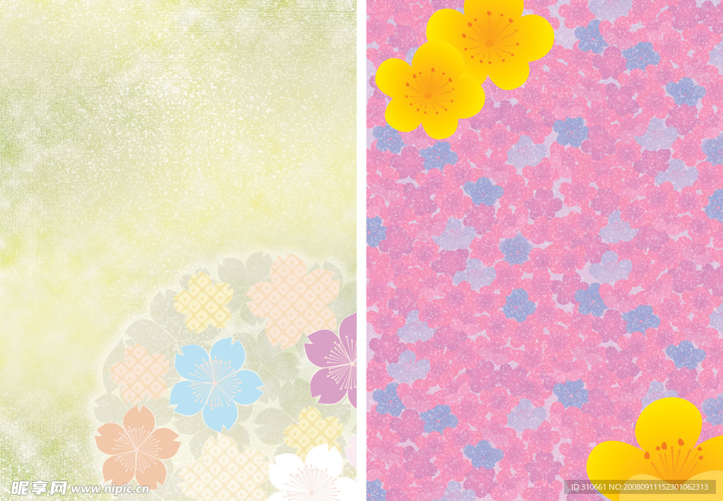 日式樱花背景底纹图片组合