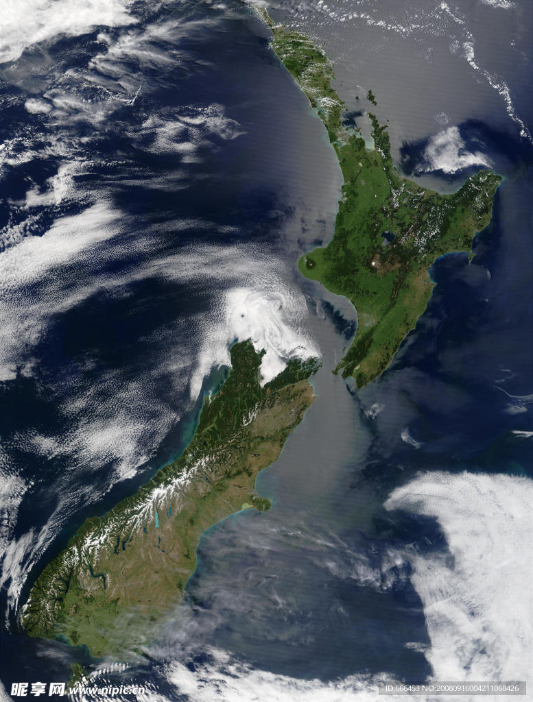 新西兰的卫星照片