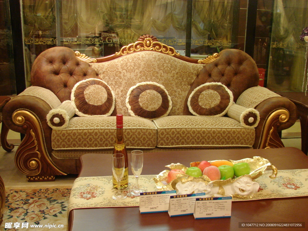 经典欧式家具华丽的三人沙发