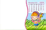 2009台历照片模版女孩11月