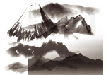 画笔中的山