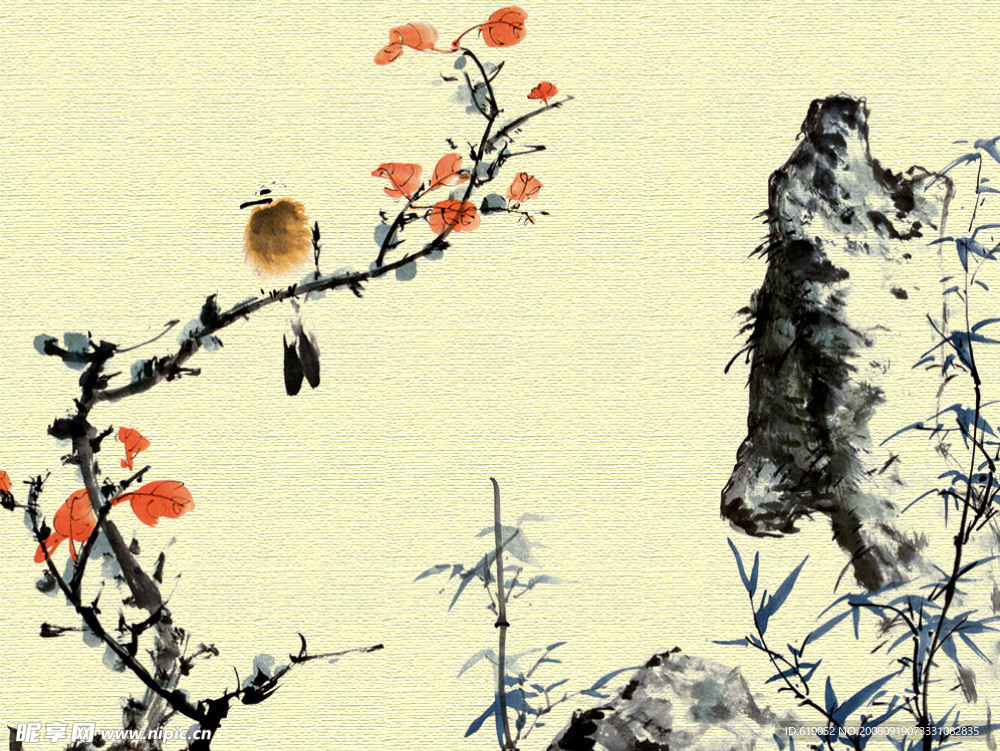 水墨鸟