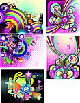 6款缤纷潮色彩形插画矢量素材
