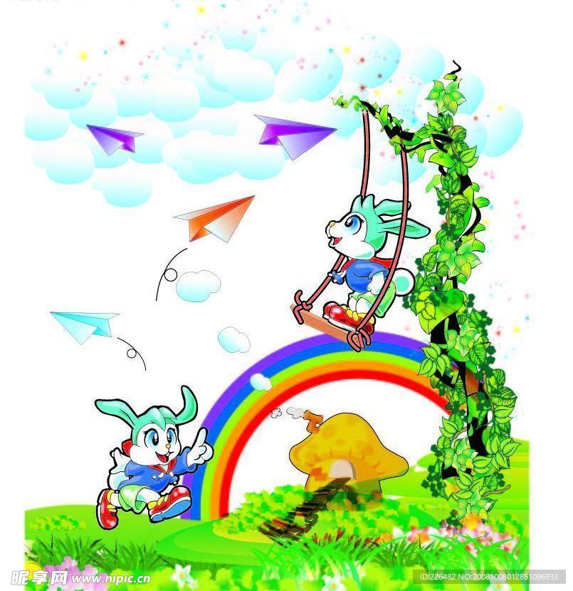 可爱矢量卡通兔子
