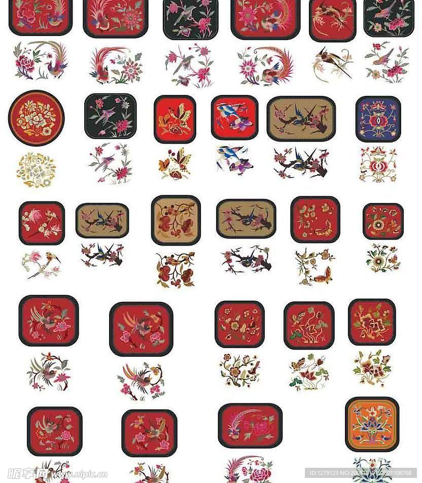 传统刺绣图案鸟语花香