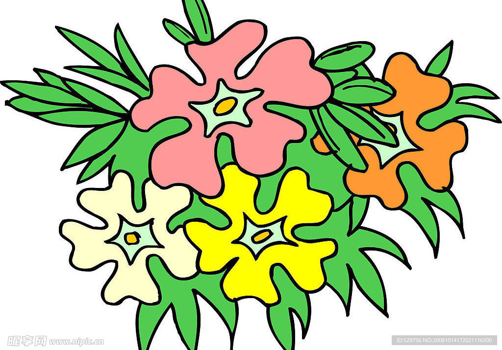 四个颜色的花