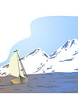移门  帆船 雪山