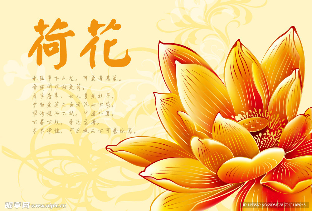 金色的矢量荷花