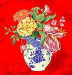青花瓷与鲜花