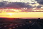 道路 朝霞 晚霞  晨雾