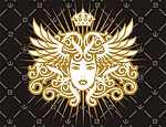 女士 花纹 翅膀 潮流 皇冠