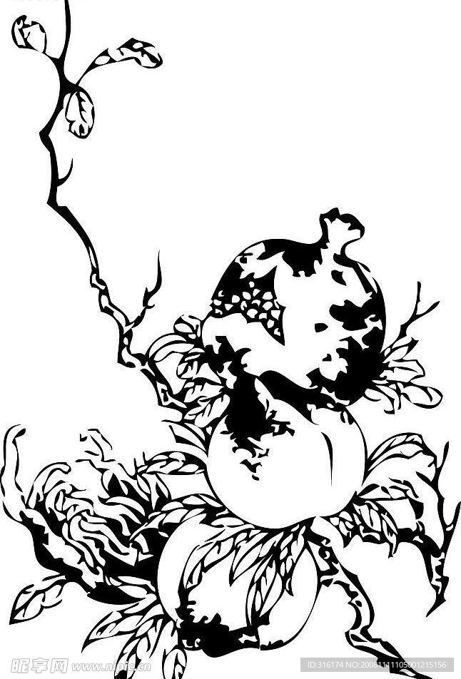 石溜和桃 失量