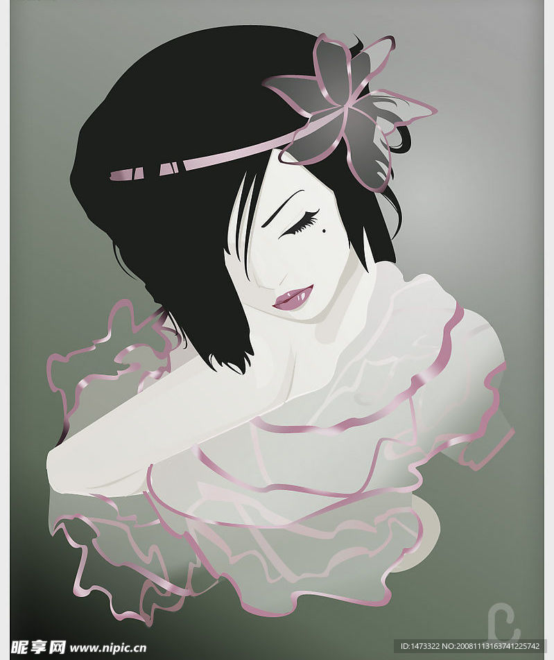 绘画美女PSD分层