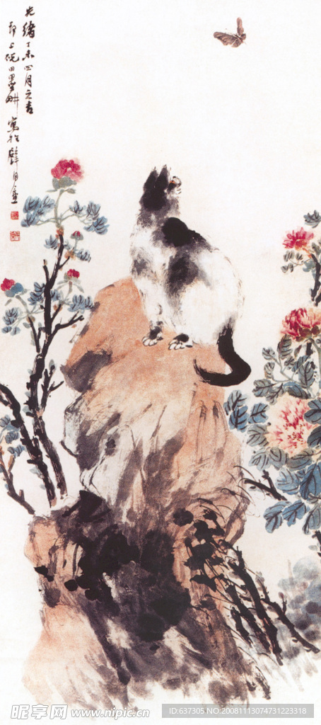国画 猫 花猫