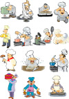 卡通厨师各种动作
