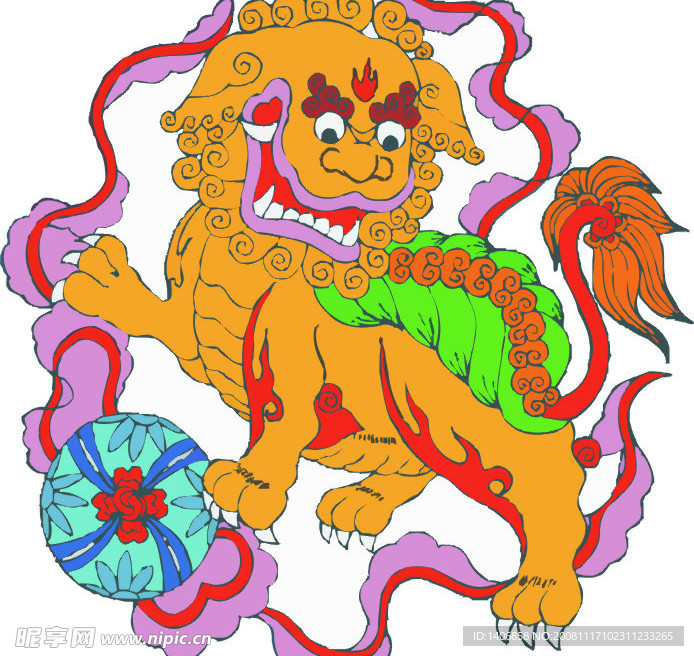 中国吉祥狮子戏球